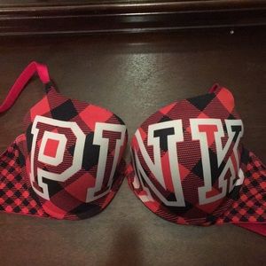 Red and Black Pink Bra Size 36DD